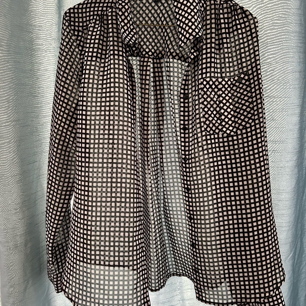 Guess Monochrome Geometric Blouse Size large- see through- new or like new